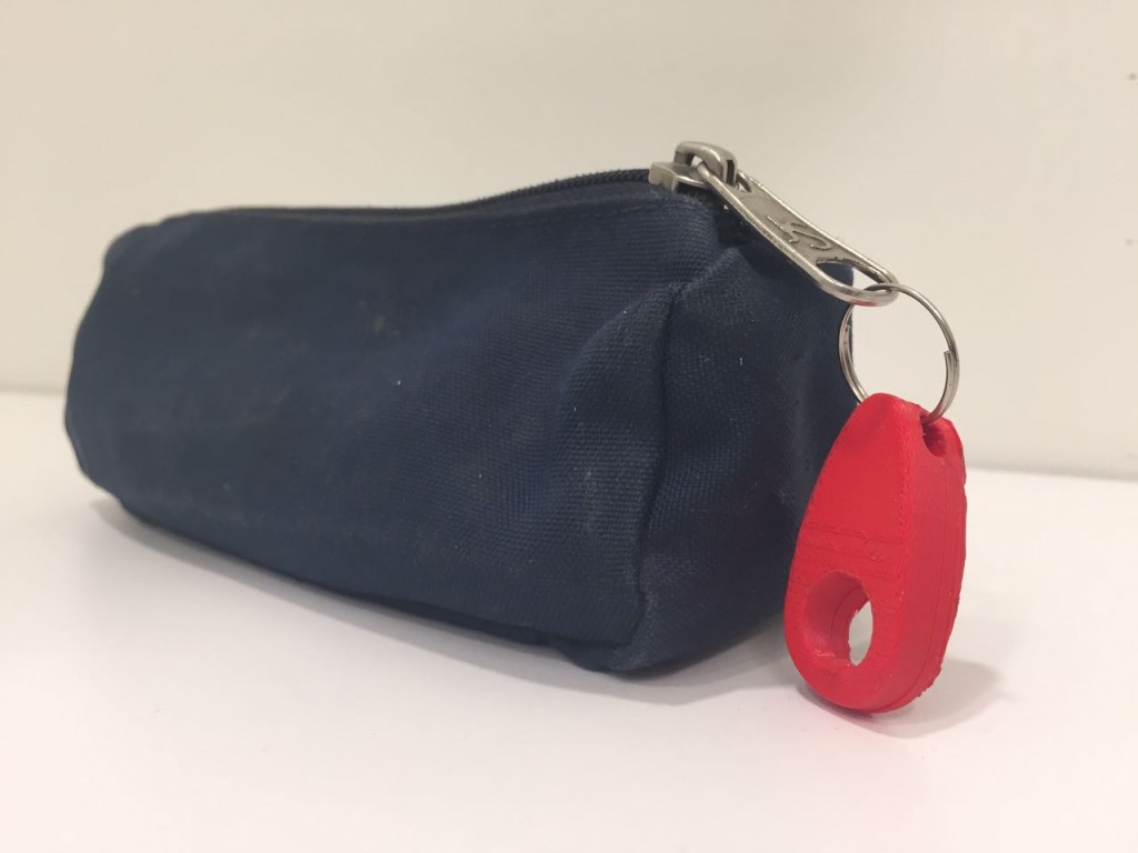 Marker opener – a little gadget attached the zipper of a pencil case. By putting the marker into the hole and positioning the cap against the edge of the hole, the device can be used to “pop” the cap off
