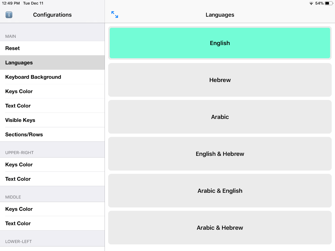 Choose your language in IssieBoard