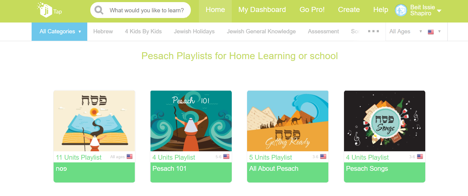 Selection of Passover activities on Ji Tap