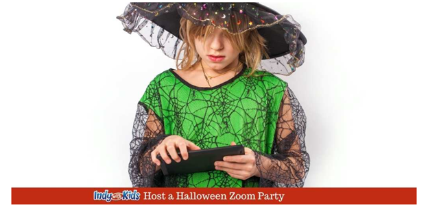 girl in costume holding a tablet