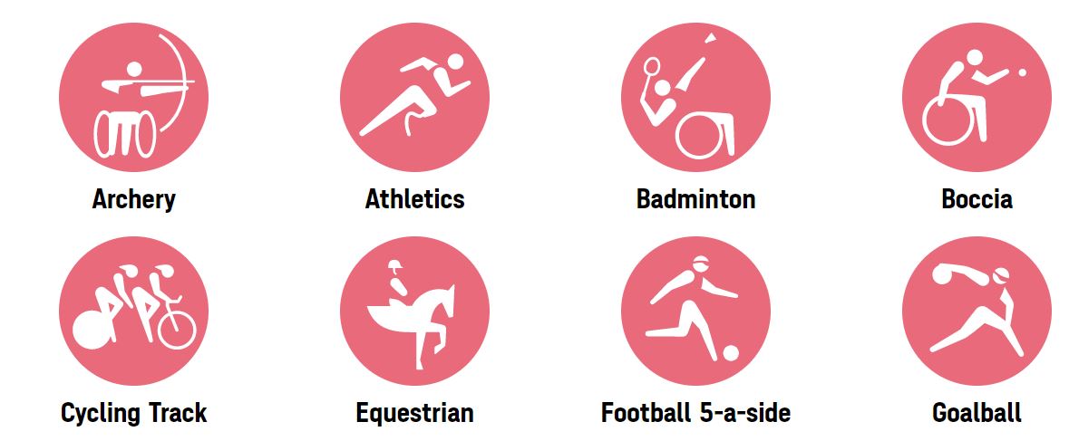 a selection of icons for Tokyo 2020 Paralympic sports