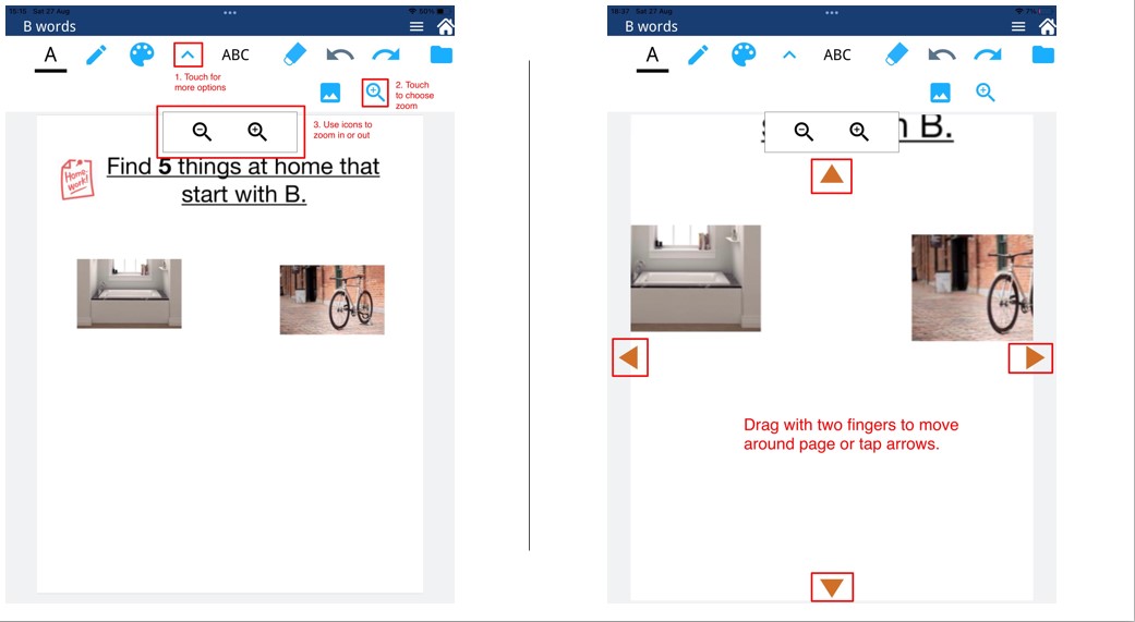 Two screenshots of worksheet in zoom mode.